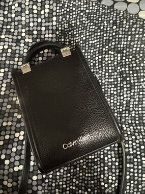 Calvin Klein Black Pebbled Mini Top-Handle Crossbody